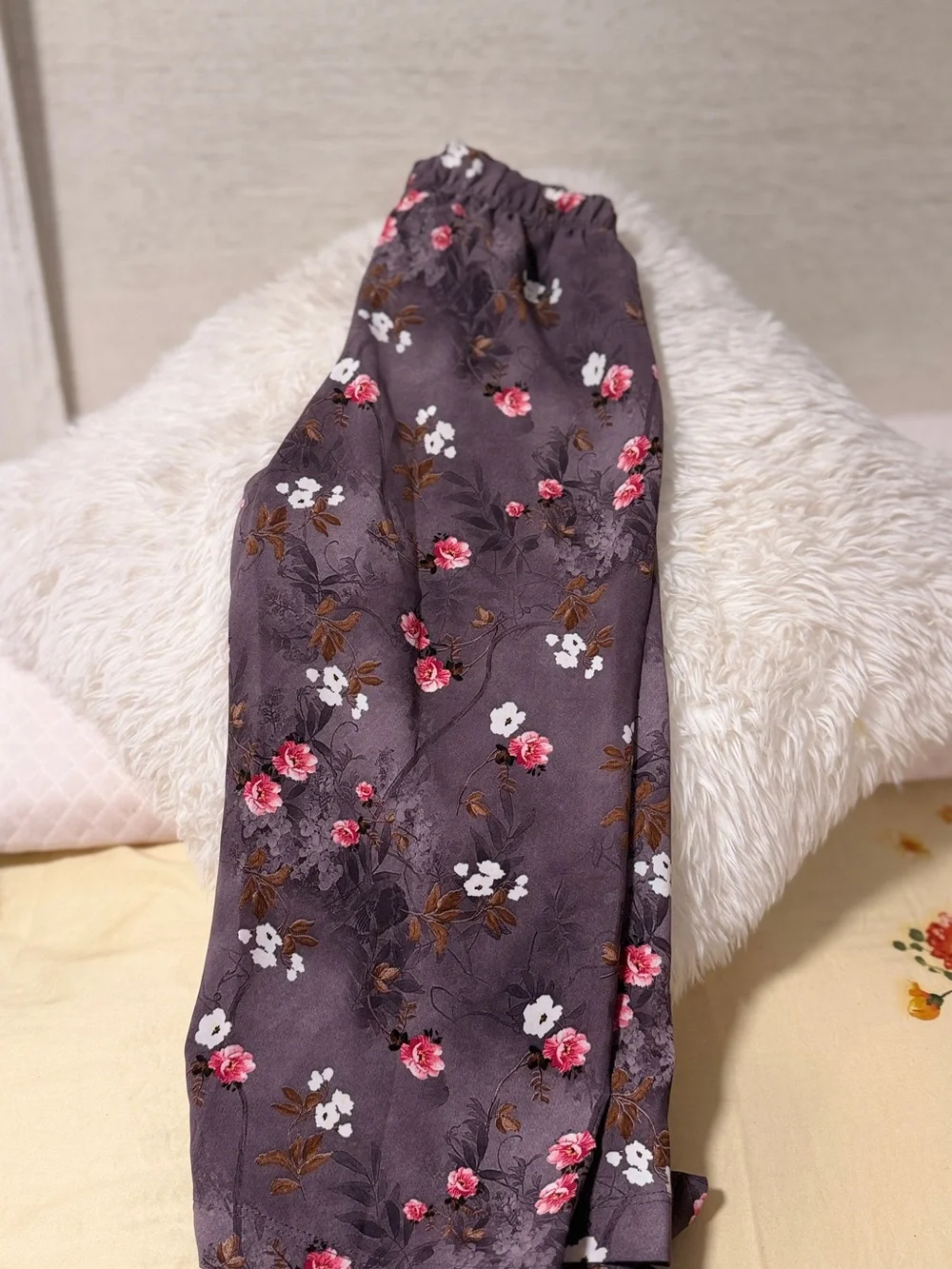 Kids Floral Purple Pajama Set with Lace Trim